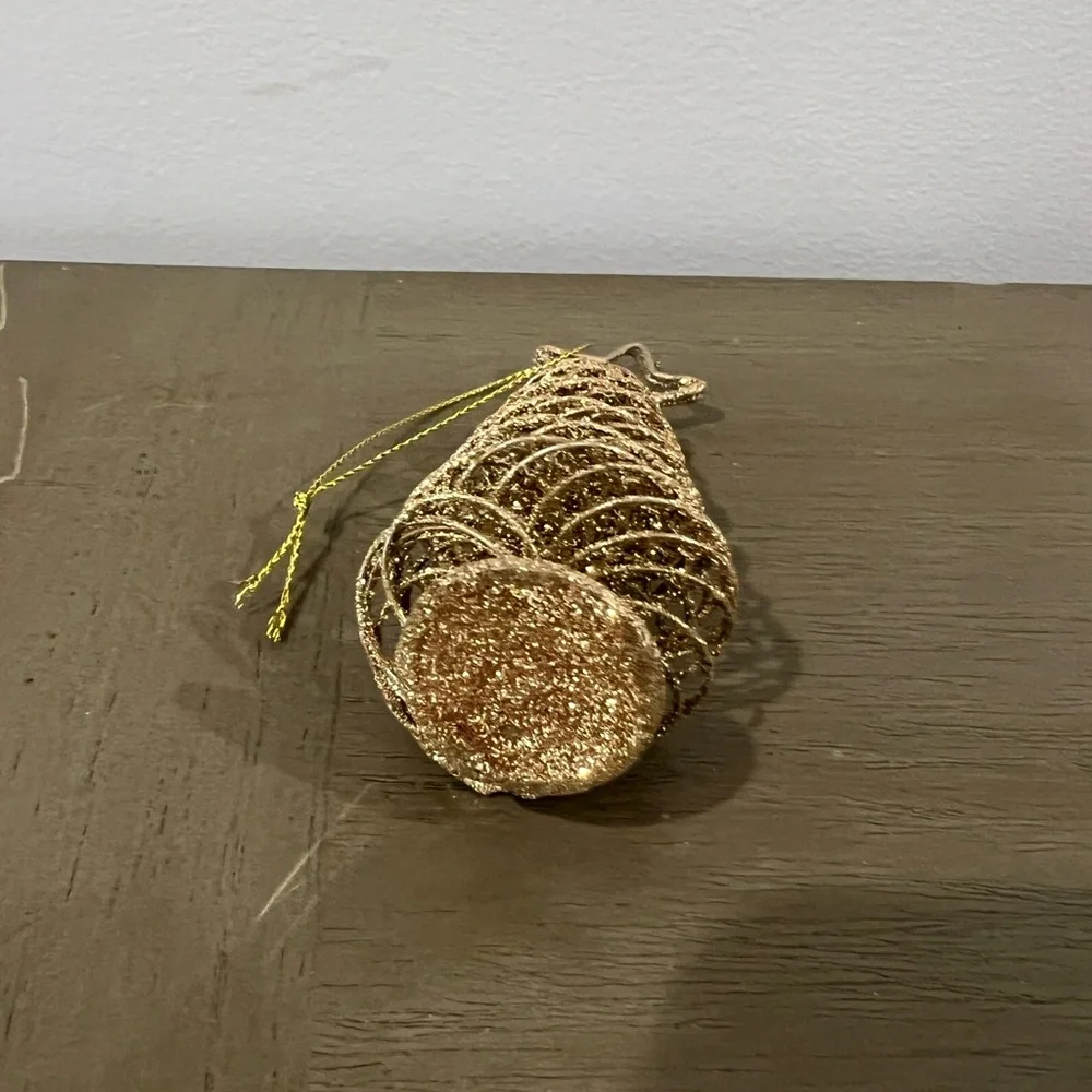 Crate & Barrel Gold Glitter Christmas Tree Ornament